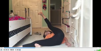 Video of a Perfect Young Girl in Black Leggings