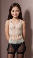 Ai beautiful young girls in openwork knitted outfits