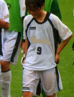 Japanese soccer Boy　Wet in the rain