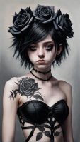 AI CGI black roses fantasy