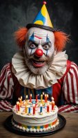 Ai CGI birthday clown fantasy